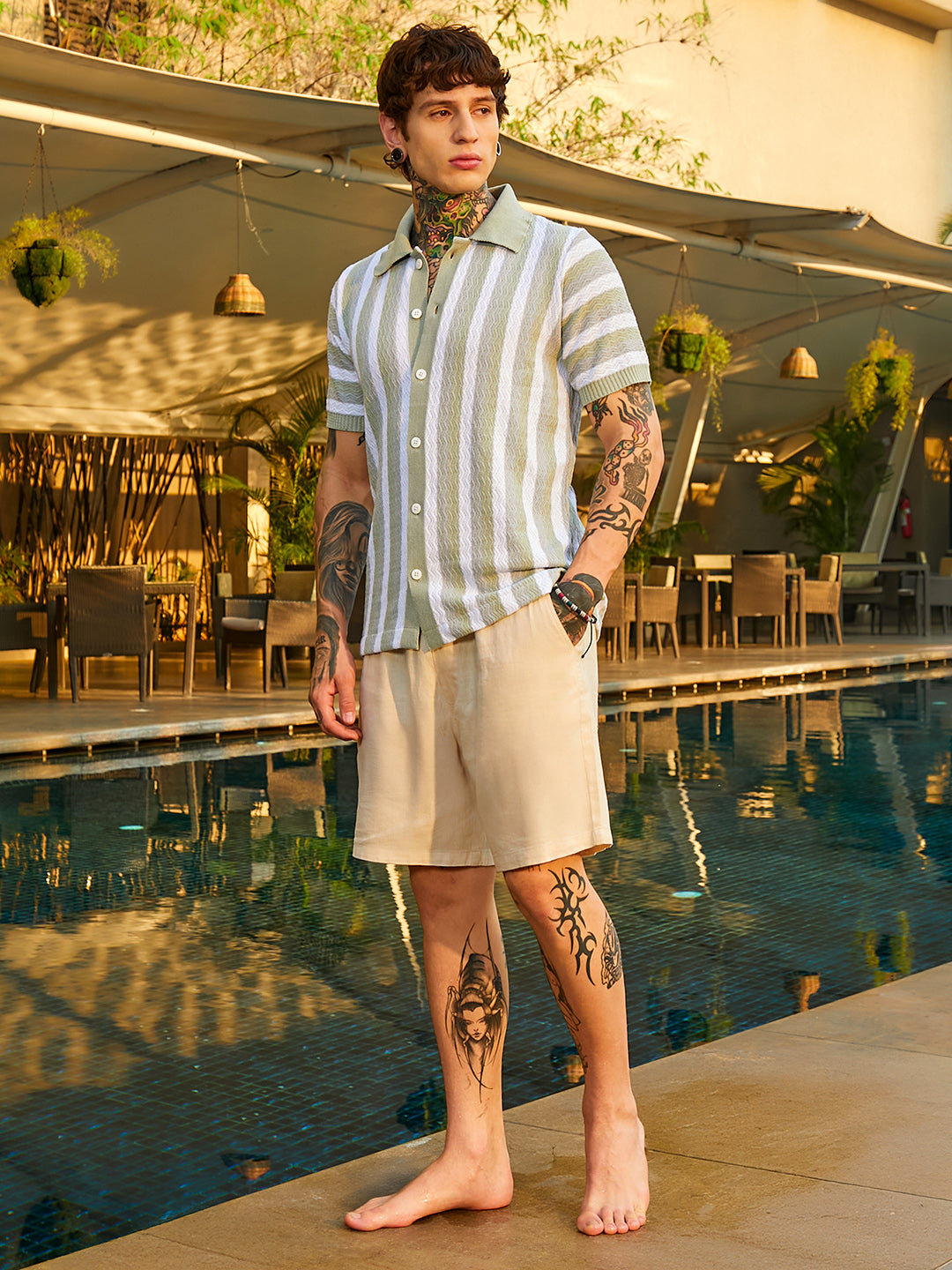 Panel-Knit Polo Shirt