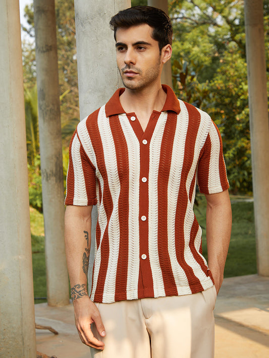 Panel-Knit Polo Shirt