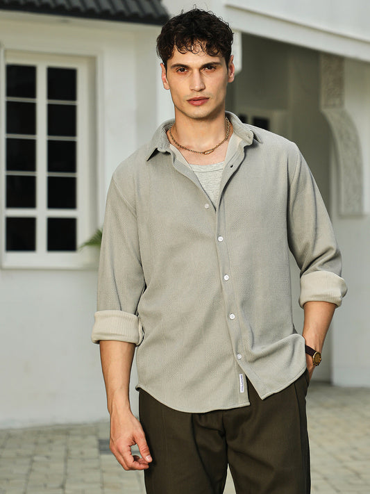 Weft-Texture Relaxed Shirt