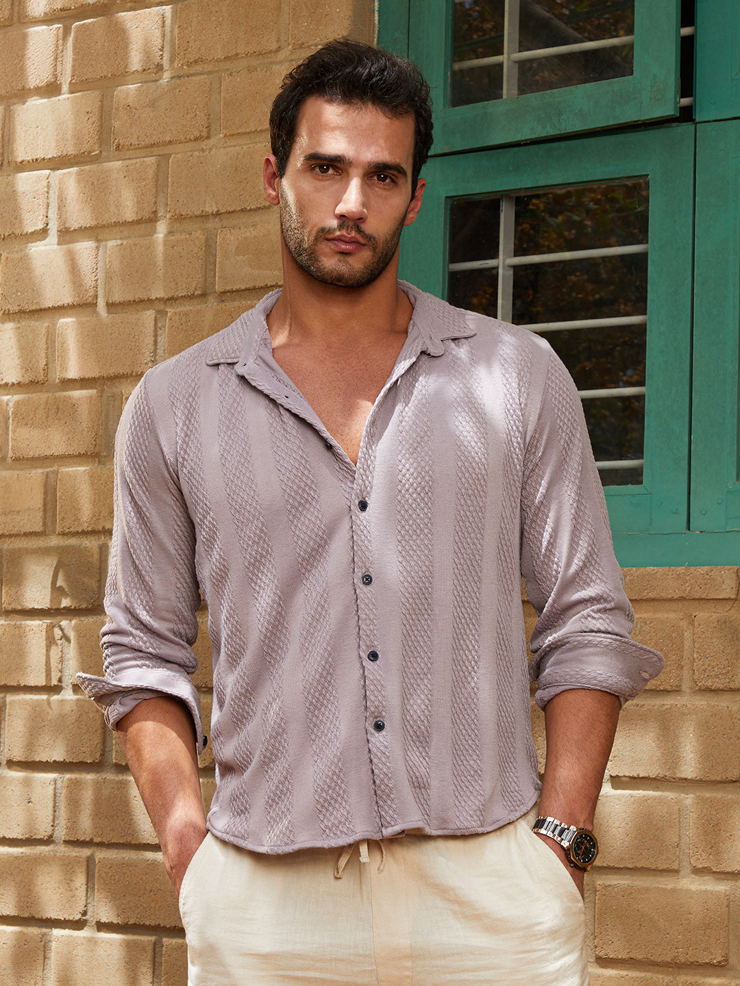 Weave-Panel Shirt