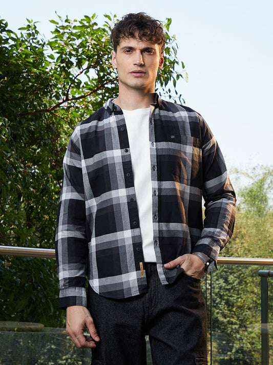 Pixelated-Check Relaxed Shirt