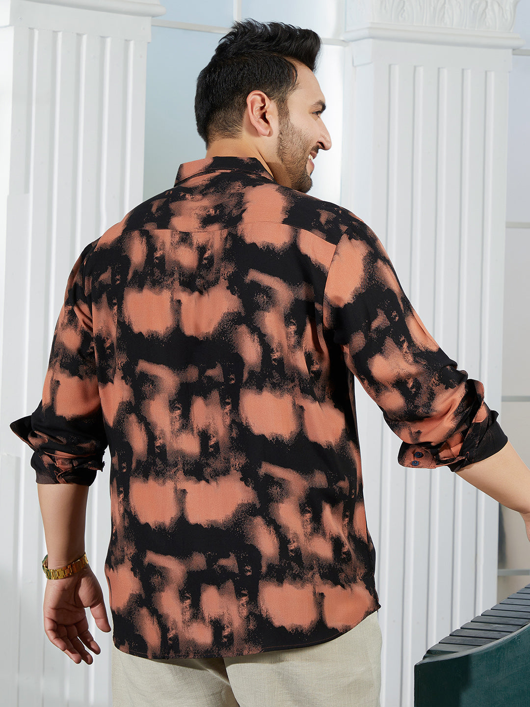 Smudged-Block Regular Shirt