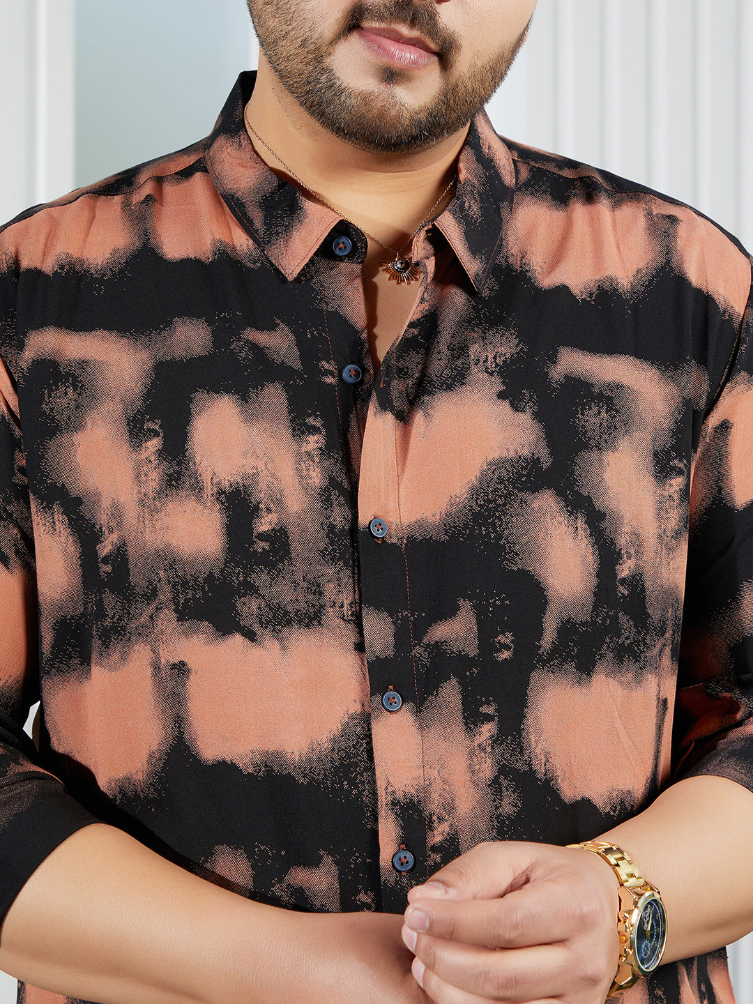 Smudged-Block Regular Shirt
