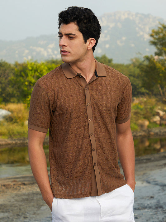 Swirl-Knit Polo Shirt