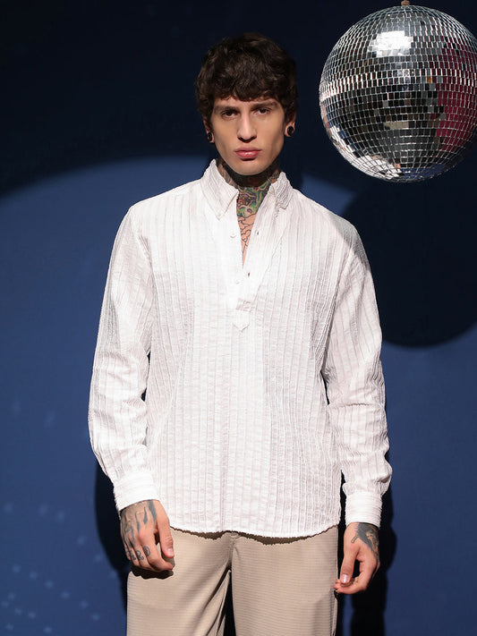 Edge-Lined Half-Placket Shirt