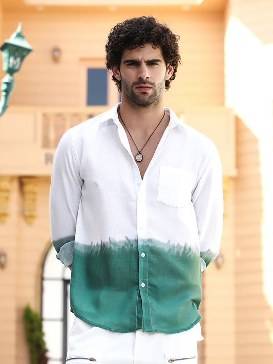 Ombre-Plunge Regular Shirt