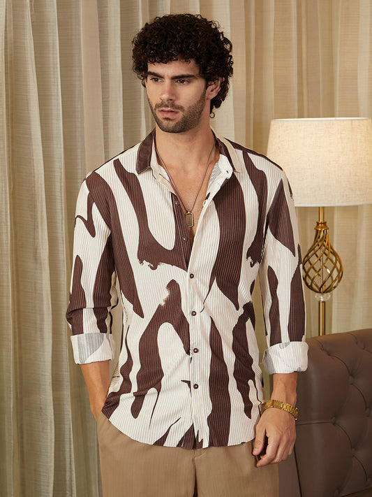 Contour-Lines Pleated Shirt