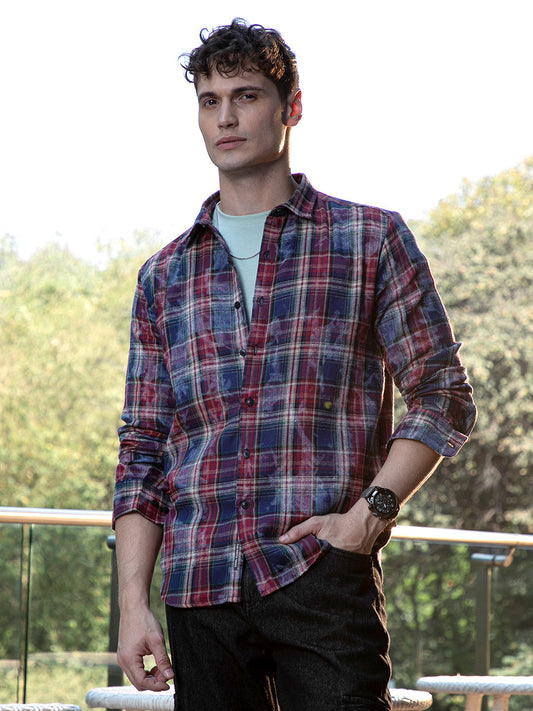 Dark-Plaid Relaxed Shirt