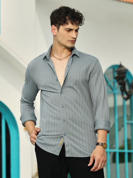 Chevron-Panel Tactile Shirt