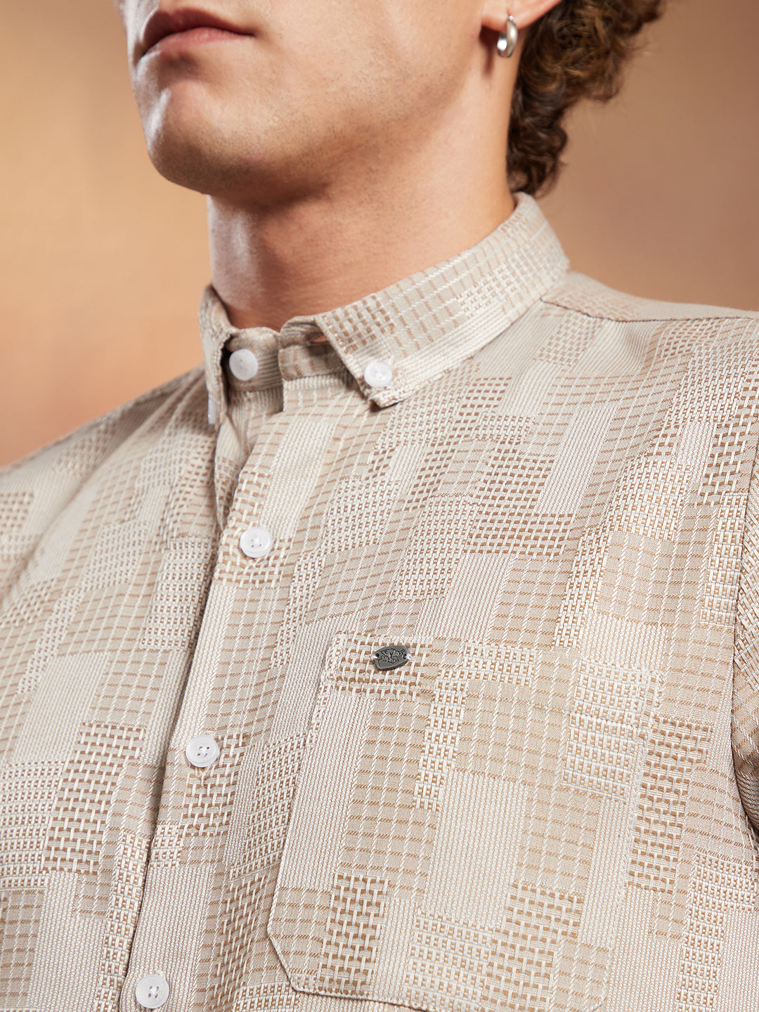 Weave-Block Regular Shirt