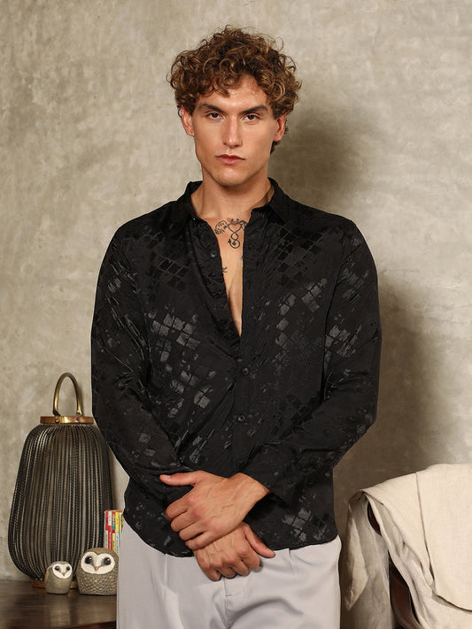 Noir-Cubic Textured Shirt