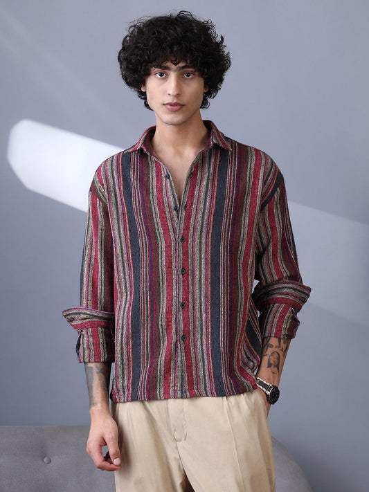 Multitrack-Striped Woven Shirt