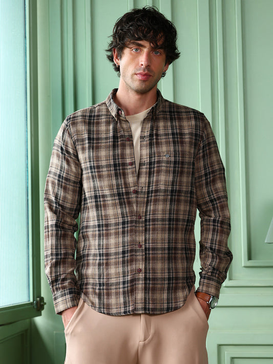 Button-Down Gradient-Plaid Shirt