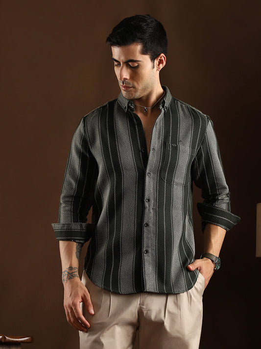 Multitrack-Striped Regular Shirt