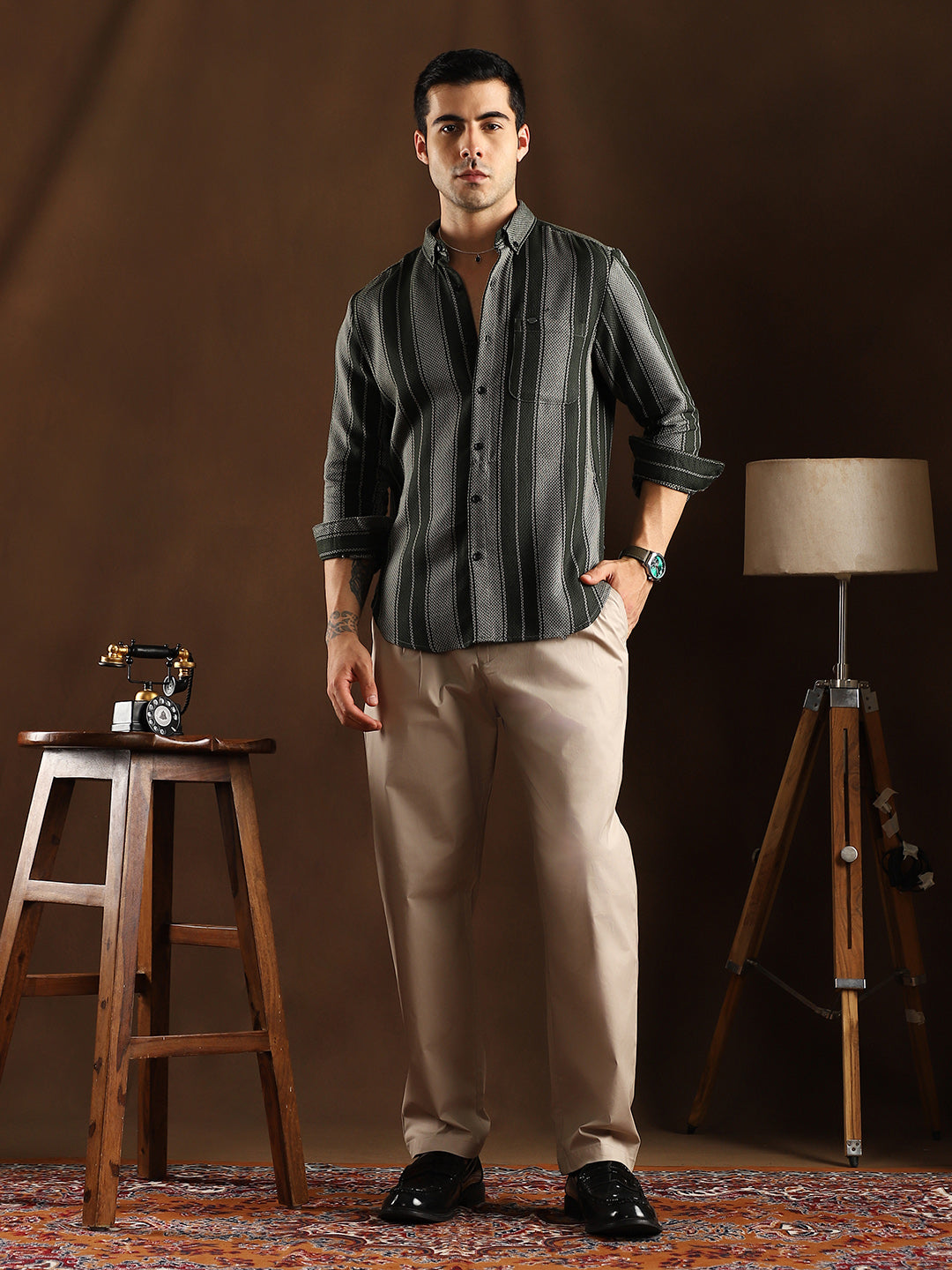 Multitrack-Striped Regular Shirt