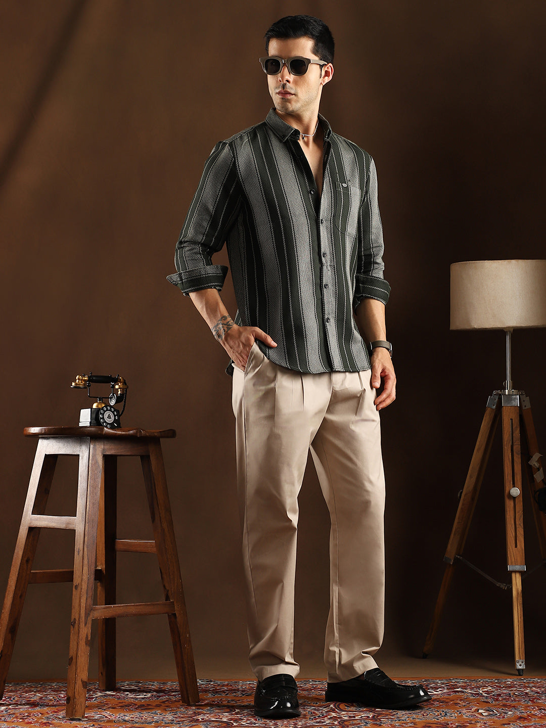 Multitrack-Striped Regular Shirt