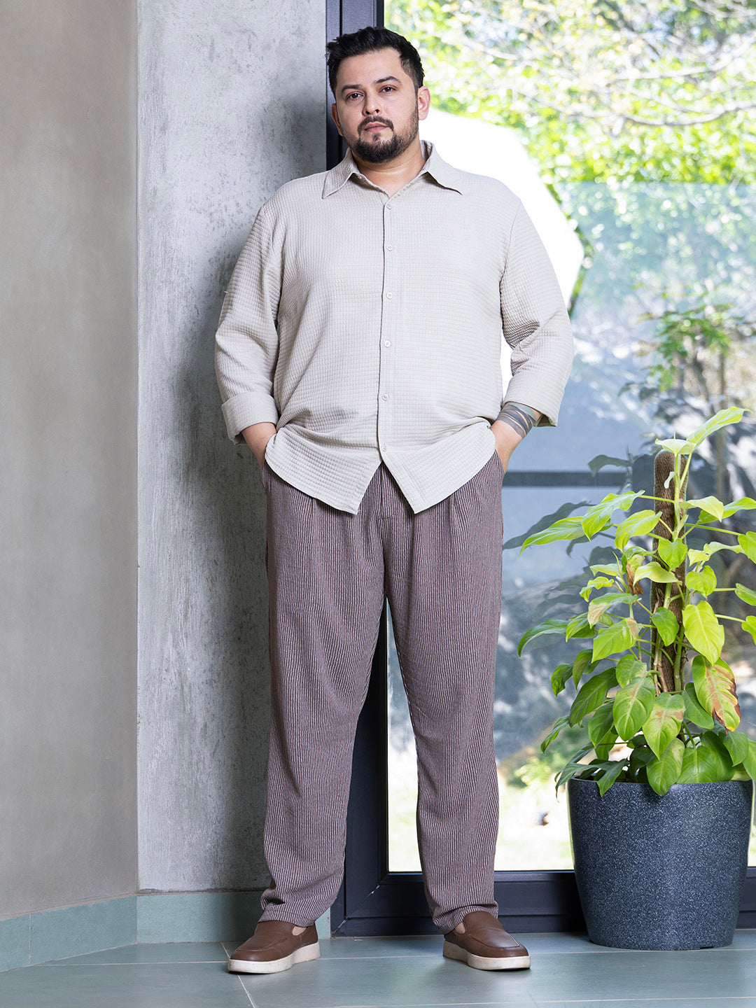 Grid-Textured Shirt