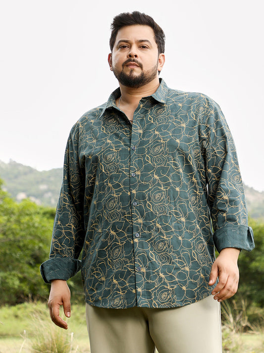 Roses-Lined Embroidered Shirt