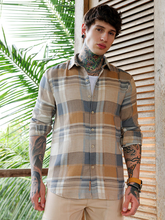 Gradient-Plaid Regular Shirt