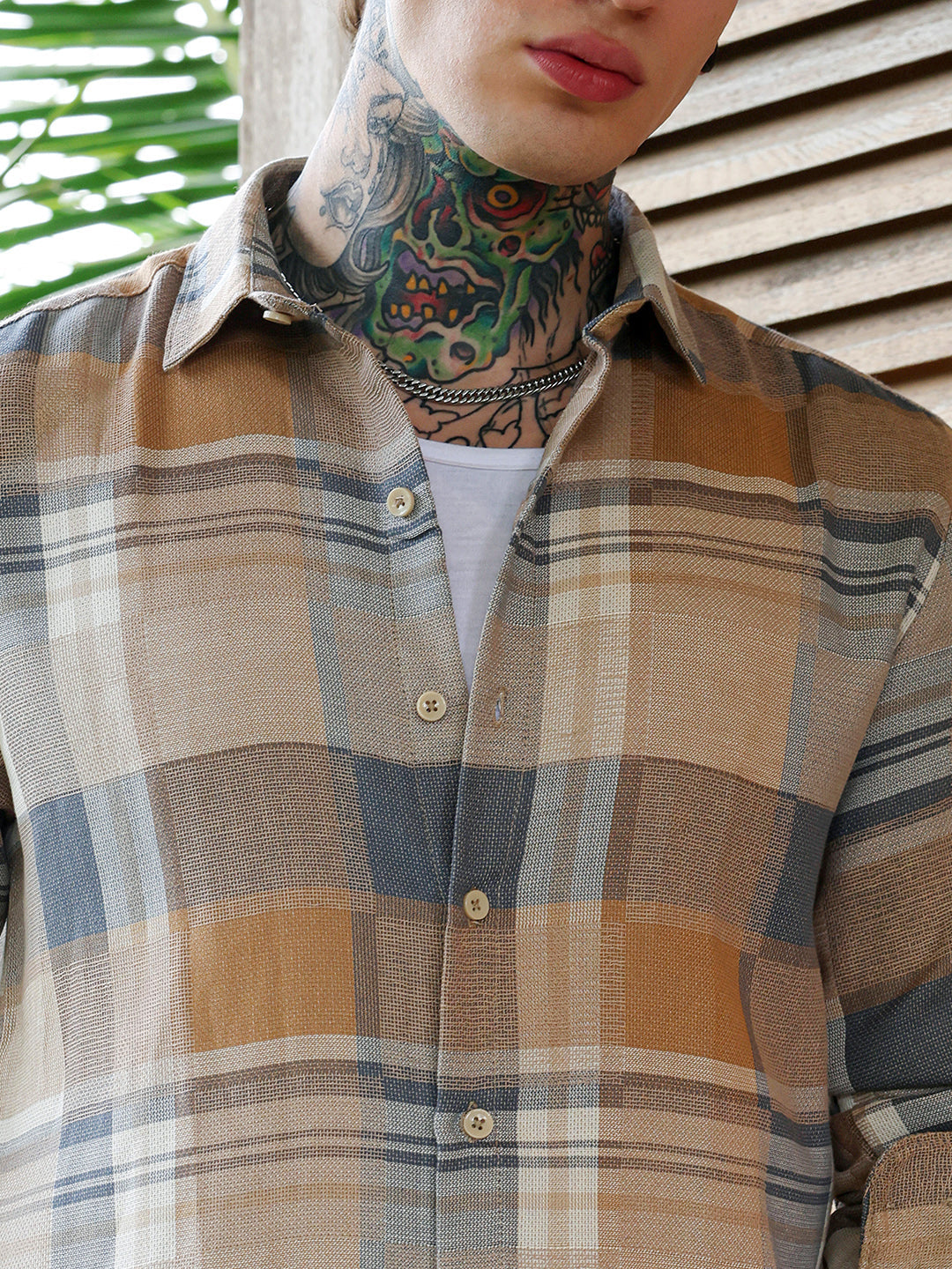 Gradient-Plaid Regular Shirt