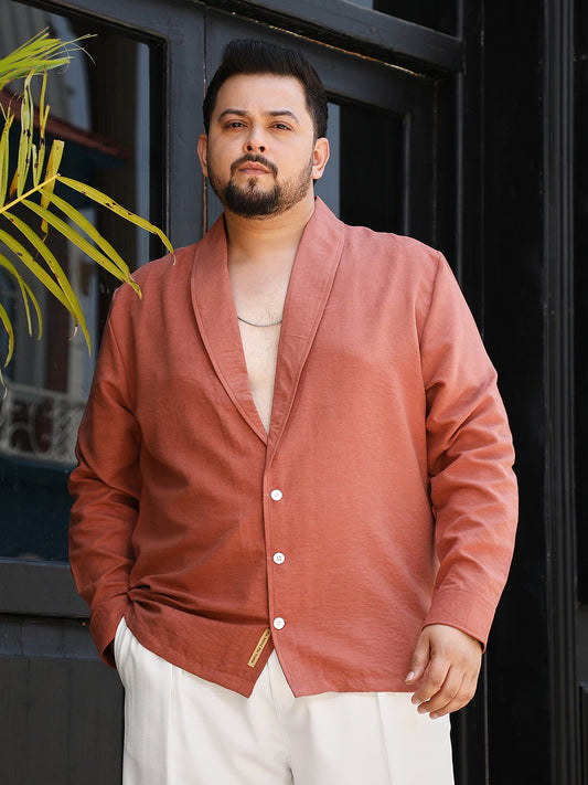 Solid Shawl Collar Relaxed Shirt