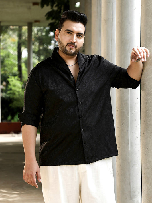 Floral-Jacquard Button-Down Relaxed Shirt