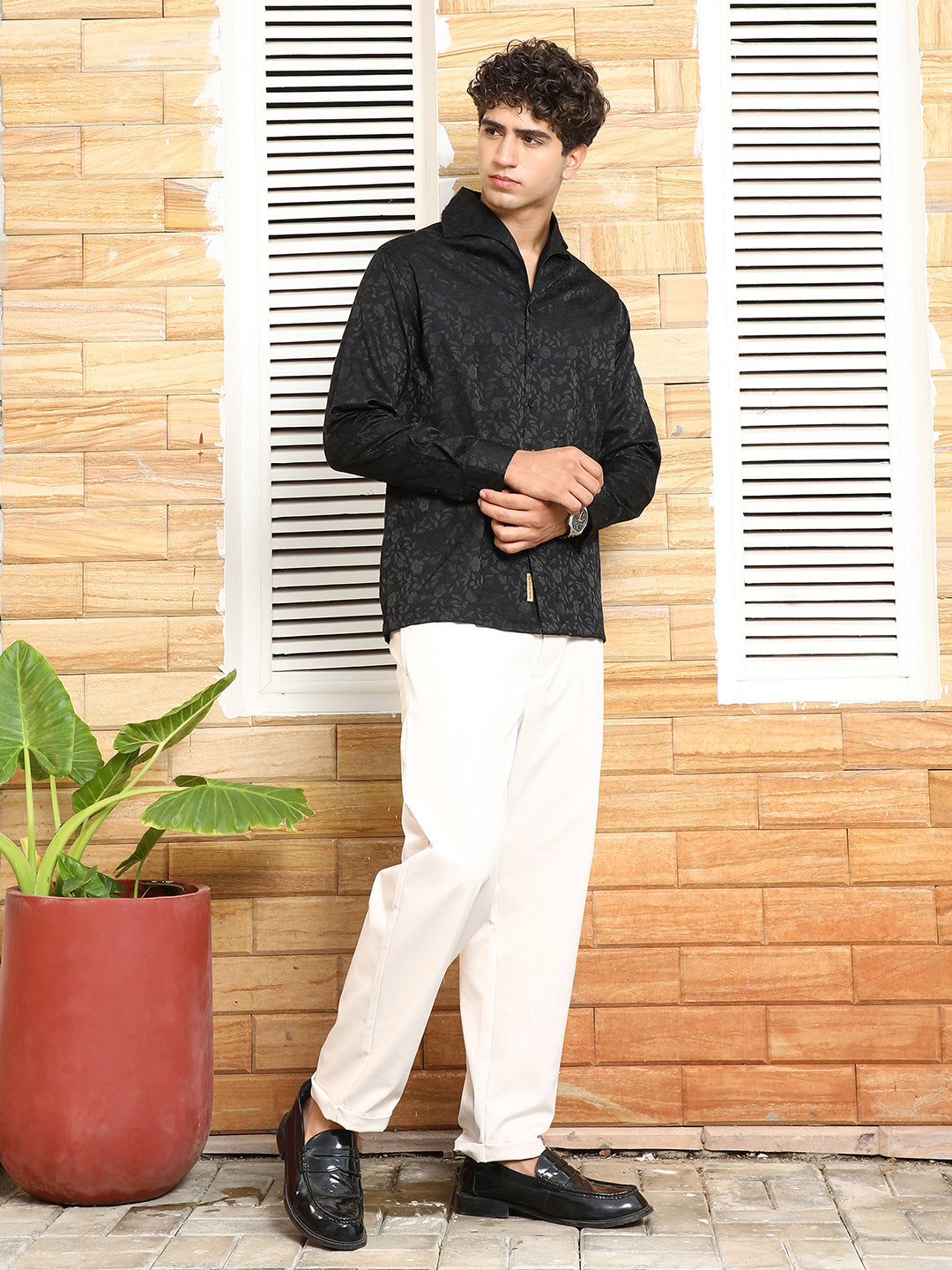 Self-Flora Jacquard Shirt