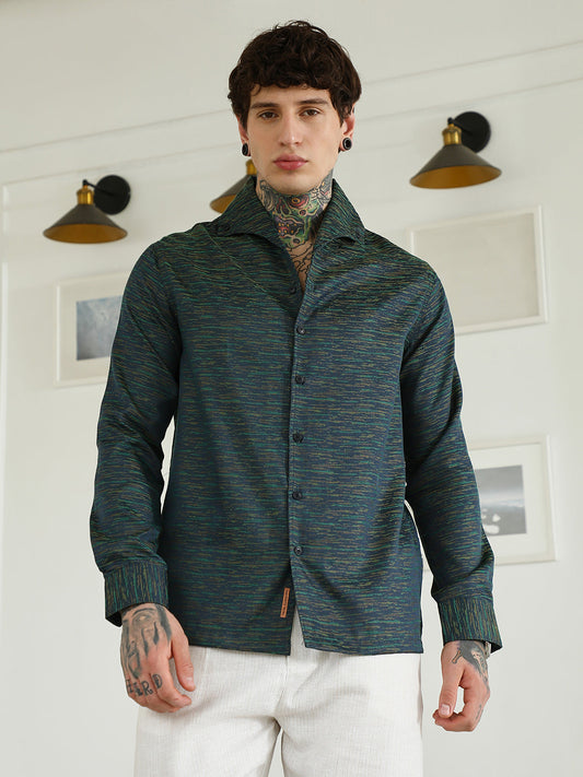 Textured Cotton Blend Slim Fit Shirt