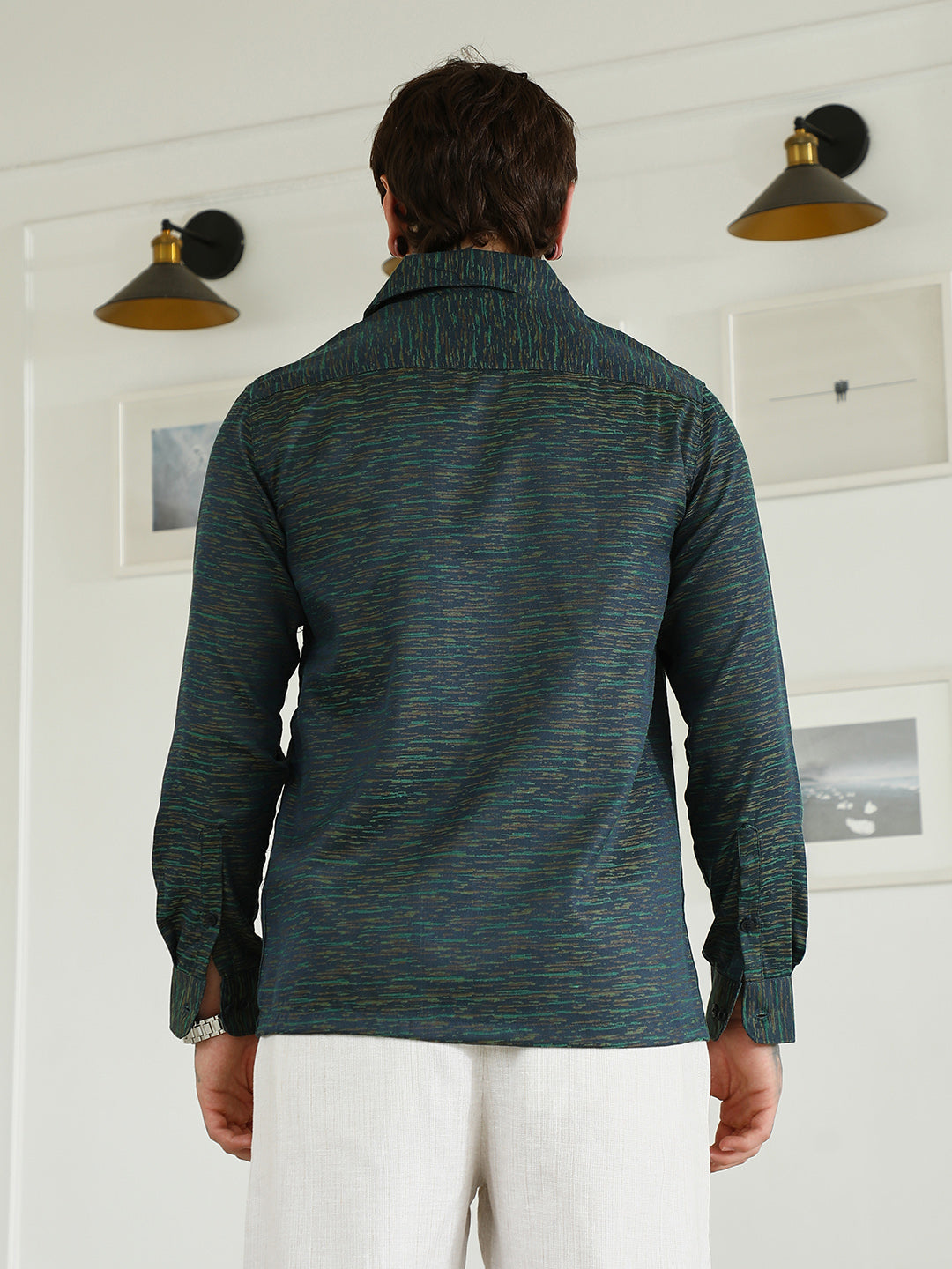 Textured Cotton Blend Slim Fit Shirt