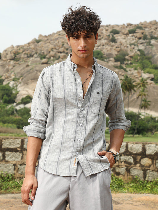 Geo-Stripe Jacquard Shirt