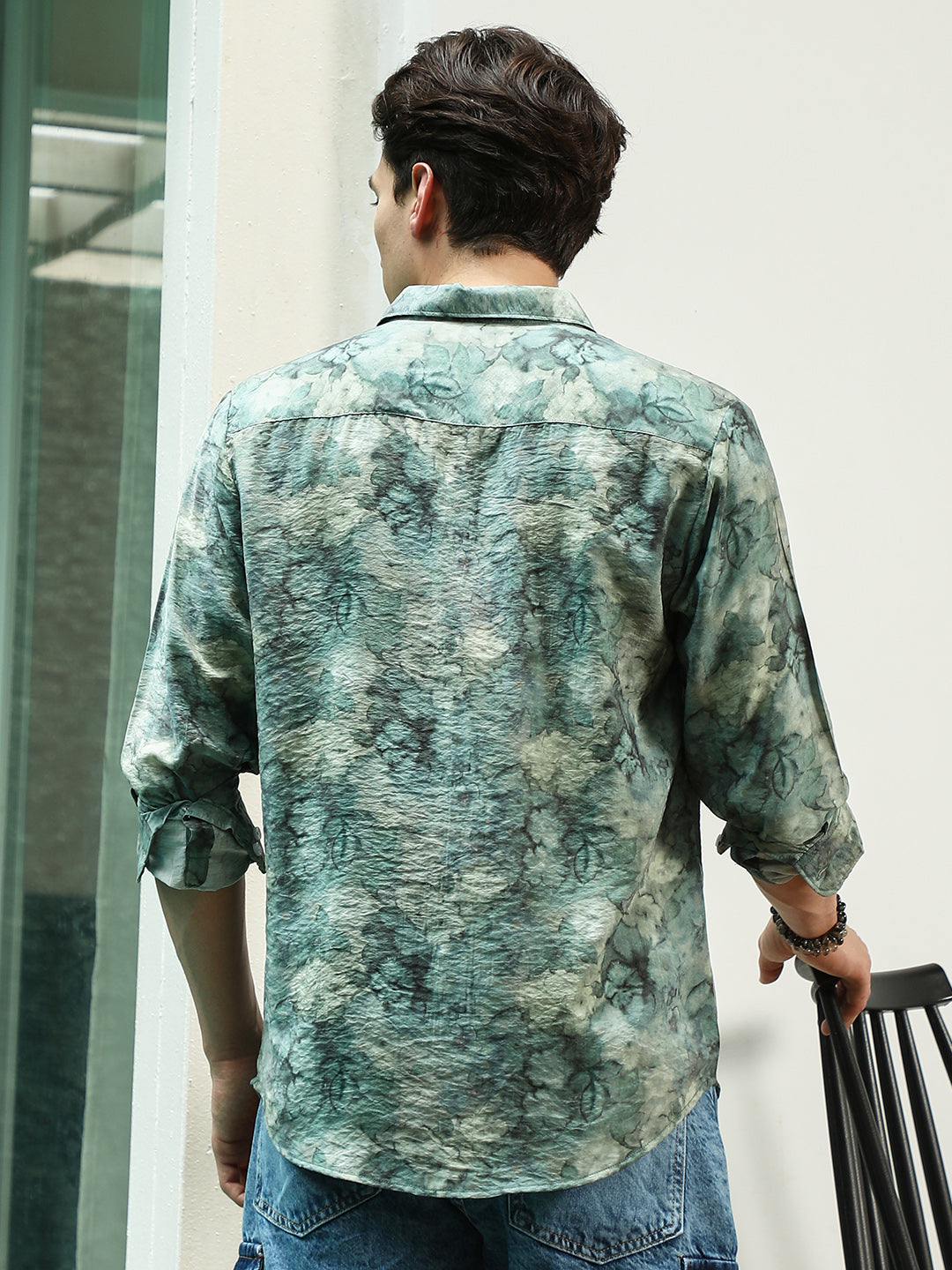 Green Floral Print Full Sleeve Shirt
