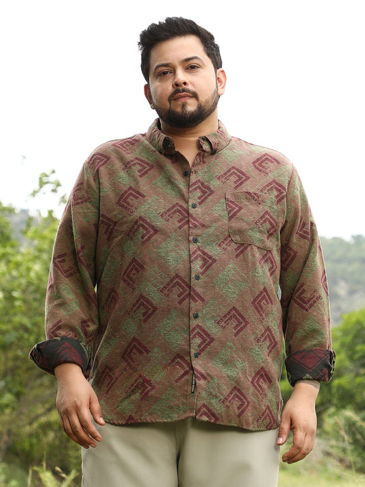 Cubic-Stamp Jacquard Shirt