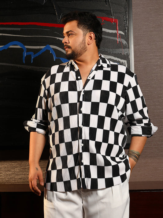 Pleated-Checker Shirt