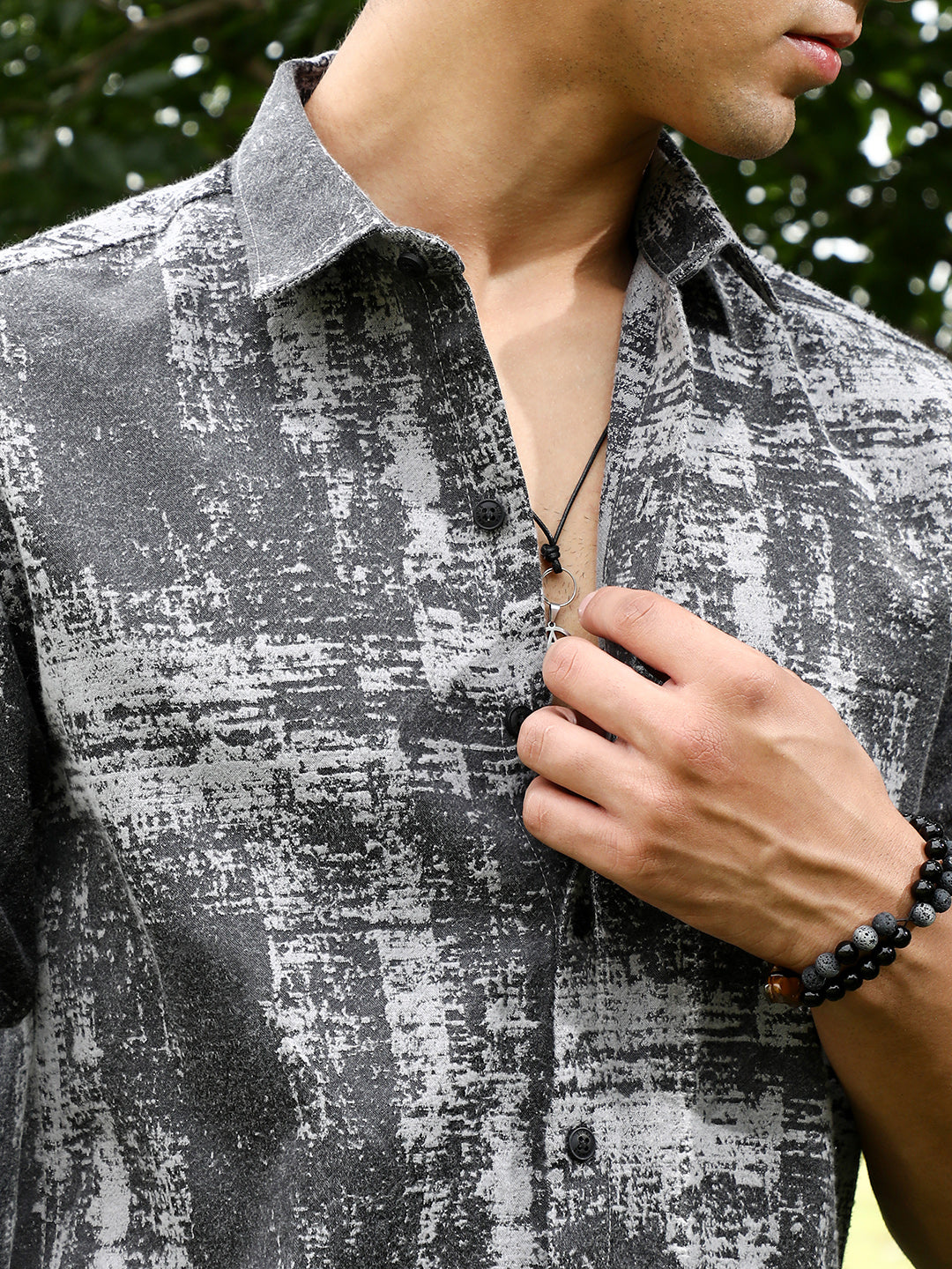 Contrast-Brushed Jacquard Shirt