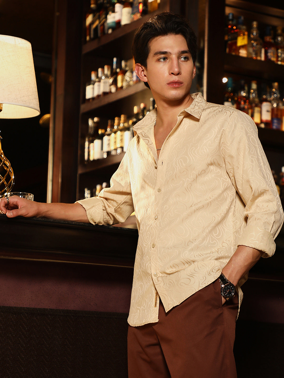 Abstract-Lined Jacquard Shirt