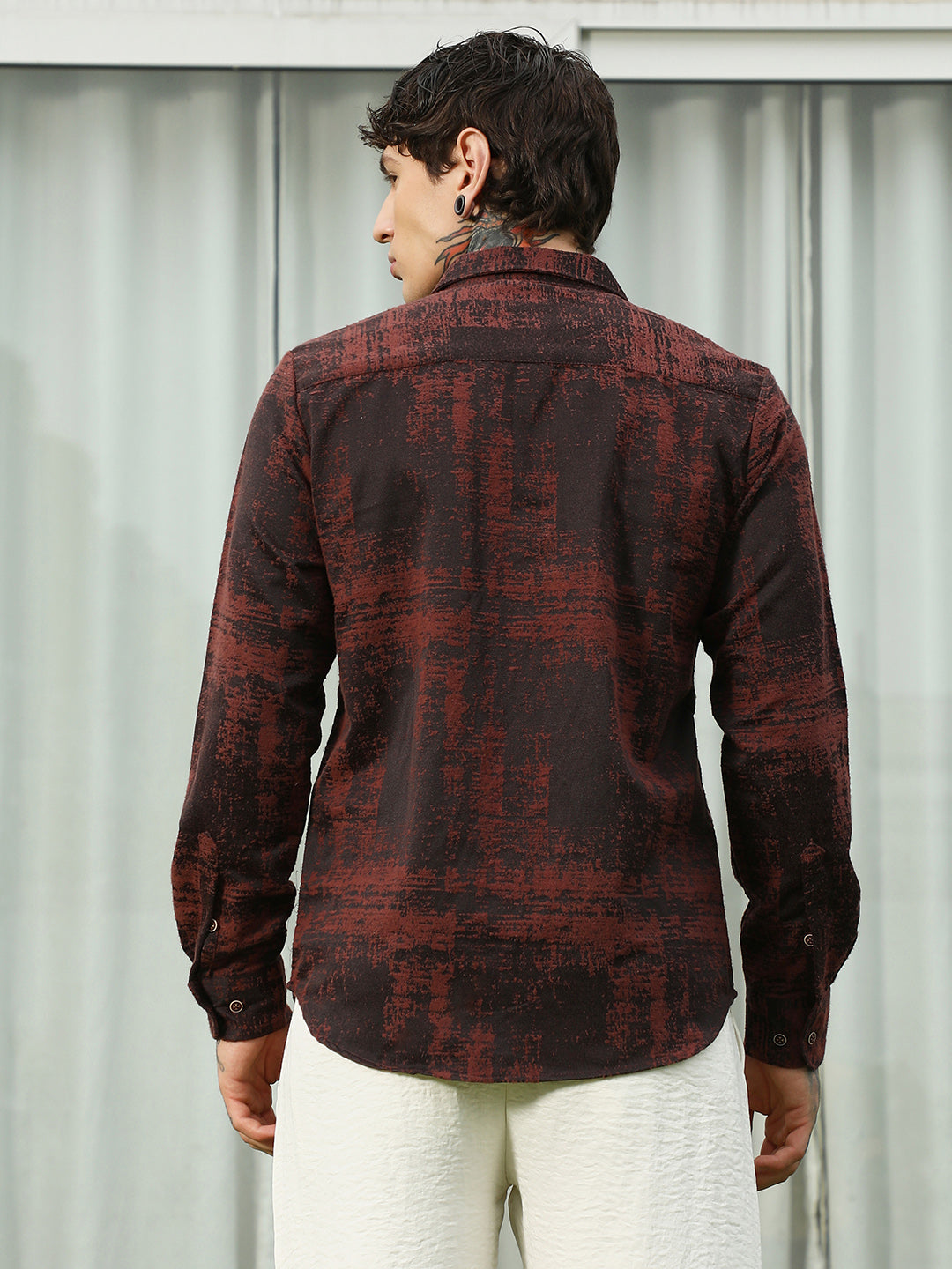 Burgundy Abstract Pattern Full Sleeve Shirt