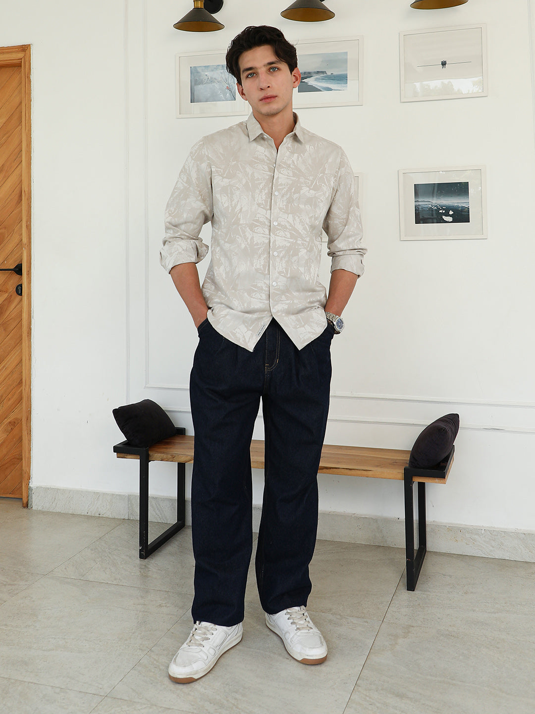 Faded Foliage-Jacquard Shirt