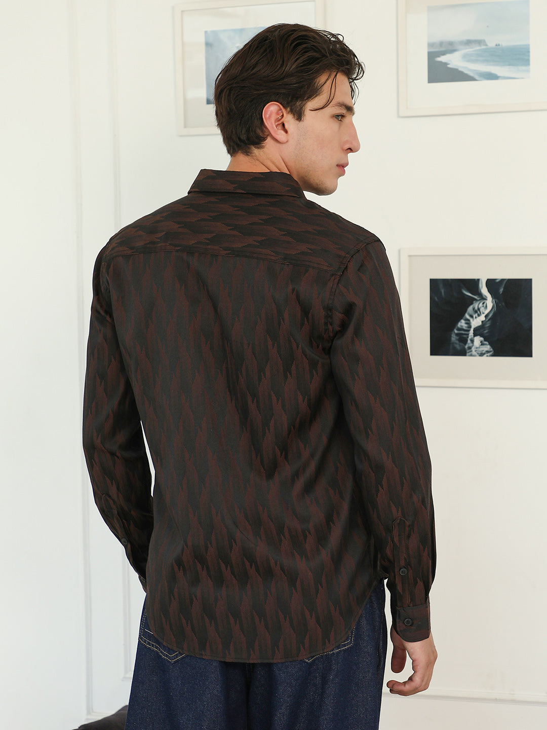 Gradient-Geometric Jacquard Shirt