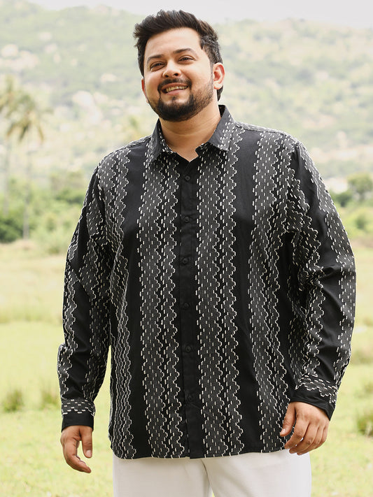 Cloudy-Panel Jacquard Shirt