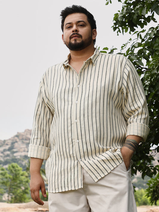 Dotted-Stripe Jacquard Shirt