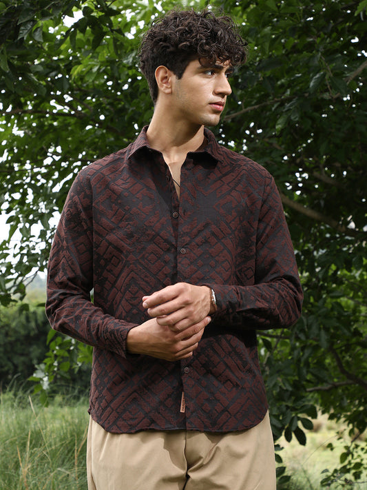 Faded-Cubic Jacquard Shirt
