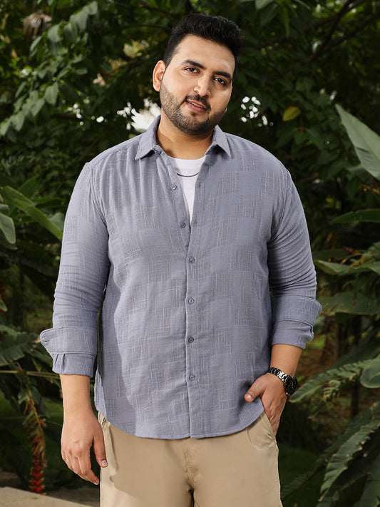 Self-Jacquard Check Shirt