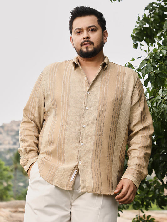 Unbalanced-Striped Jacquard Shirt