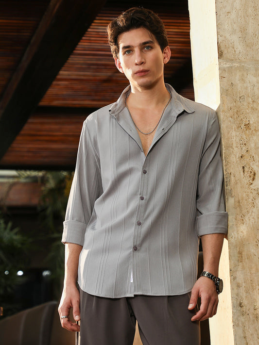 Unbalanced-Sugarcane Textured Shirt