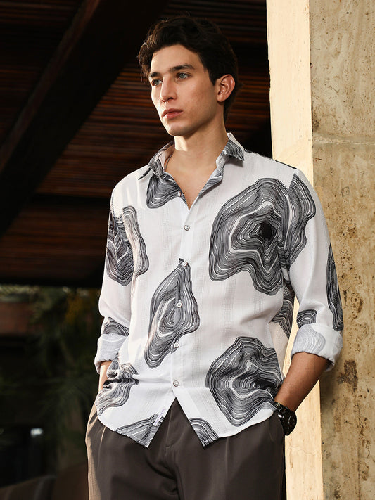 Contrast-Spool Jacquard Shirt