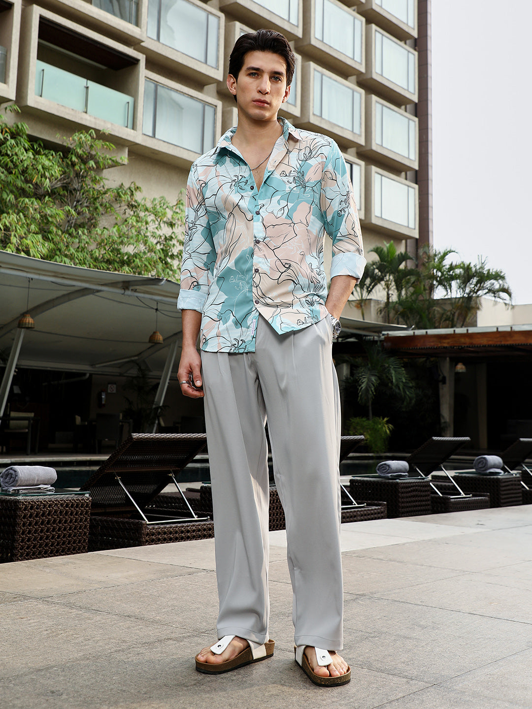 Botanical-Outline Imprint Shirt