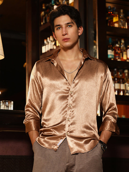 Gleaming Crushed-Satin Shirt