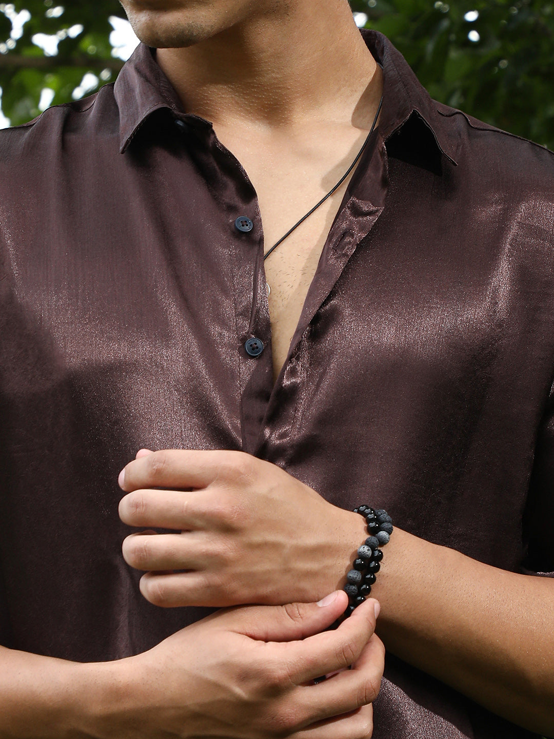 Gleaming Crushed-Satin Shirt