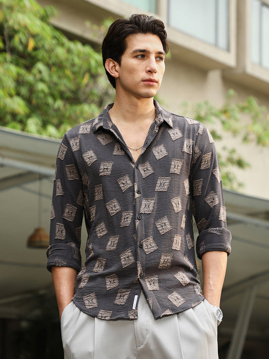 Folk-Block Jacquard Shirt