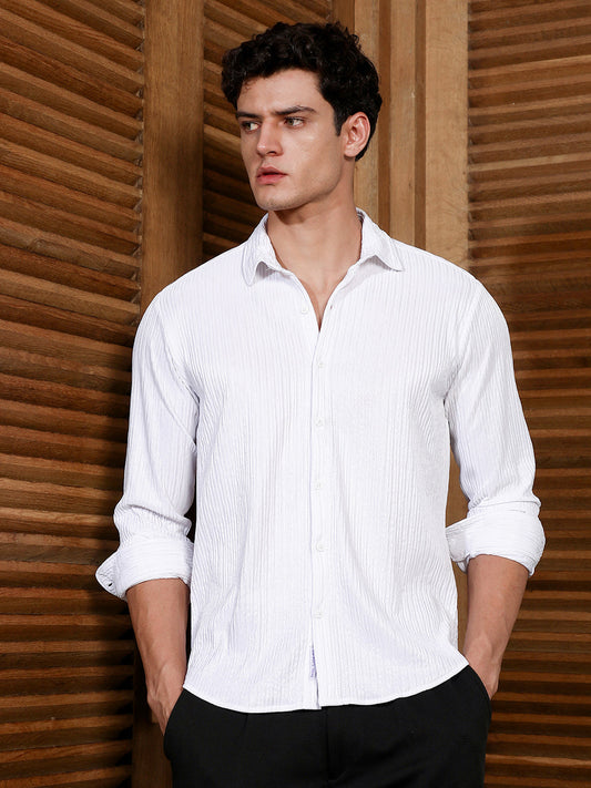 Chalk White Solid Creased Shirt